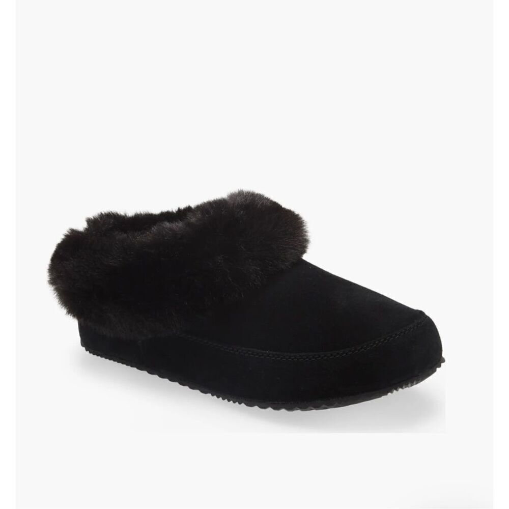 Sorel‎ Go Coffee Run Faux Fur Slippers size 8 Black